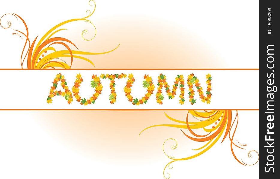 Abstract autumn banner with floral ornament. Illustration