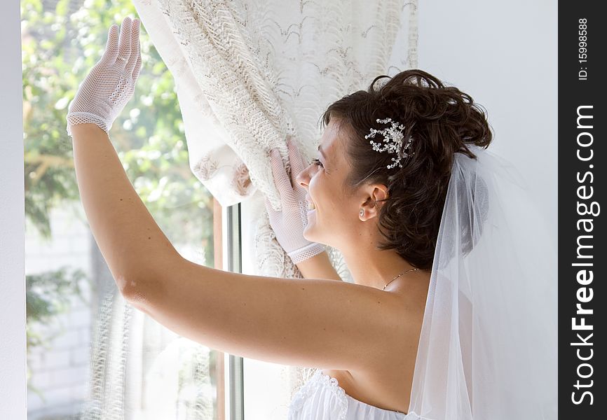 Bride in window