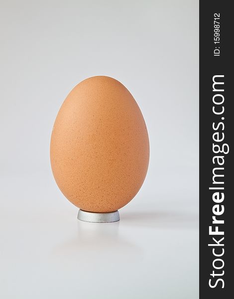 Egg standing alone on white background