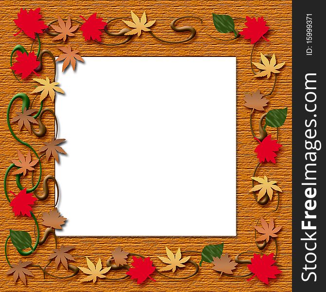 Colorful autumn leaves and vines scrapbook frame illustration. Colorful autumn leaves and vines scrapbook frame illustration