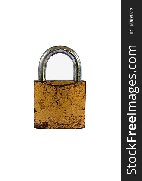 Rusted Open Padlock, isolated on white background