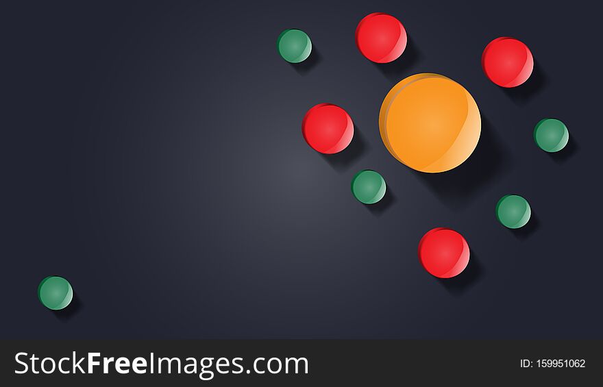 Abstract design. Banner with colorful circles. Multi-colored pills. Abstract design. Banner with colorful circles. Multi-colored pills.