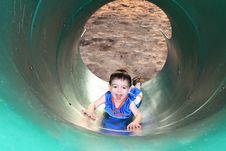 Boy Laughing And Playing With The Slide Royalty Free Stock Image Boy Laughing And Playing With The Slide Royalty Free Stock Image