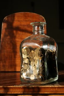 Glass Jar With Coins Stock Photography Glass Jar With Coins Stock Photography
