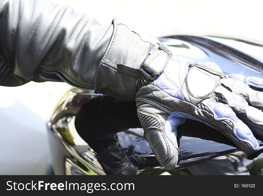 Biker glove, high key exposure.