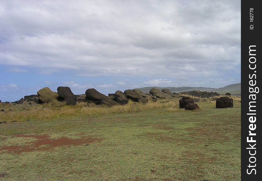 Easter Island - fallen moais