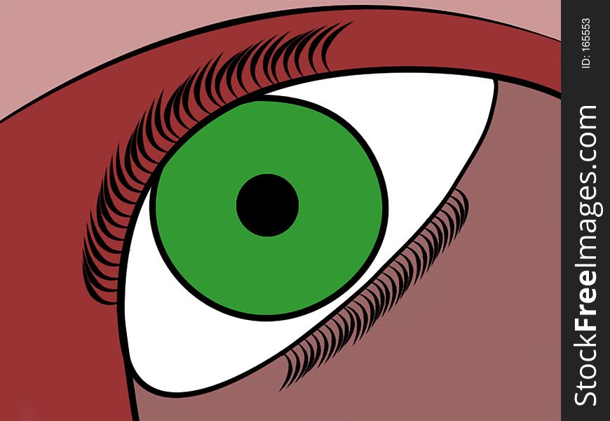 Green comic style eye. Green comic style eye