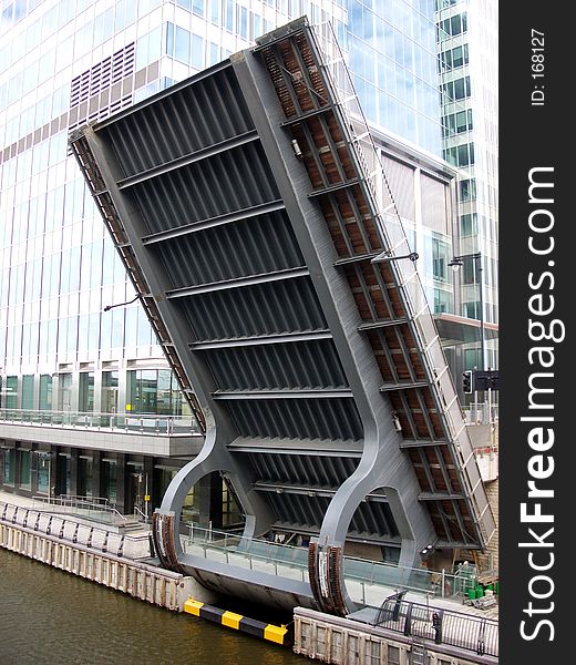 This is a permanent bridge in London's Docklands. This is a permanent bridge in London's Docklands.