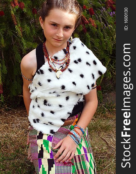 Girl in Zimbabwe tribal dress