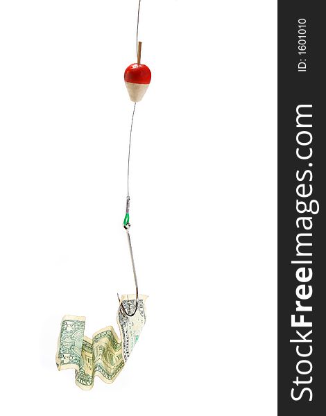 Conceptual. Dollar Bill In A Hook