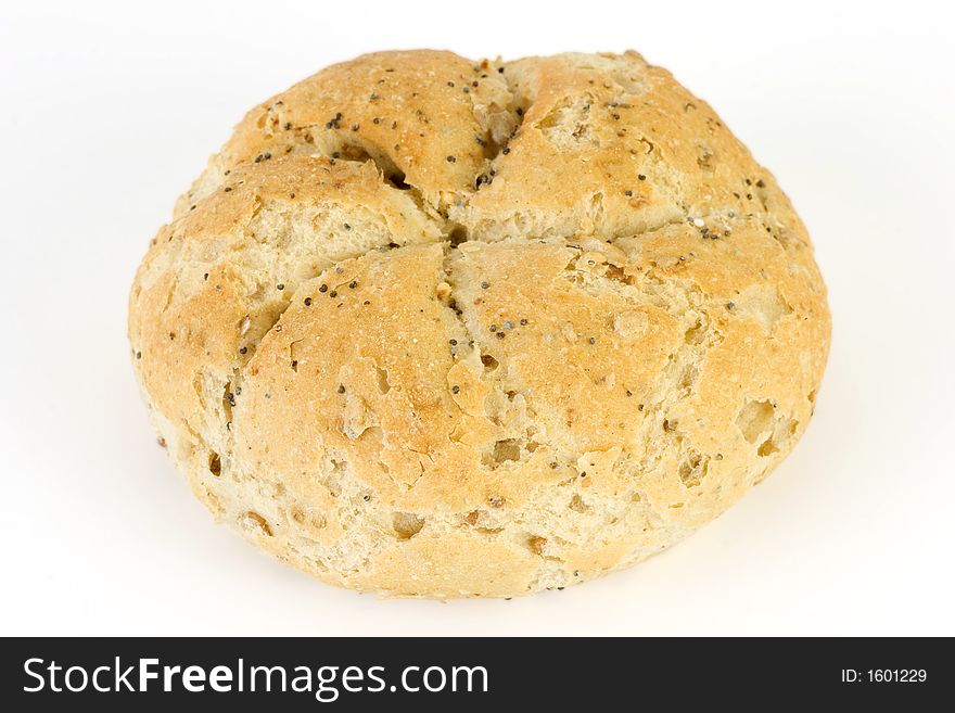 Top stamped kaiser roll made with malted & seeded flour. Top stamped kaiser roll made with malted & seeded flour.