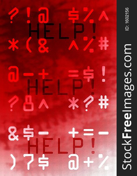 Signs and symbols on red background with word help. Signs and symbols on red background with word help.