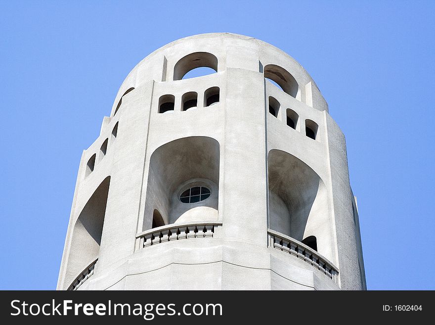 A detailed view of Coit Tower in San Francisco