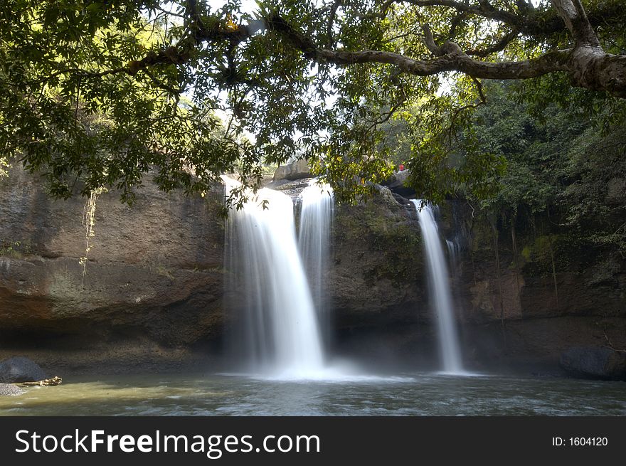 A water fall in tropical forest of Thailand. A water fall in tropical forest of Thailand.