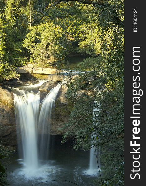 A water fall in tropical forest of Thailand. A water fall in tropical forest of Thailand.