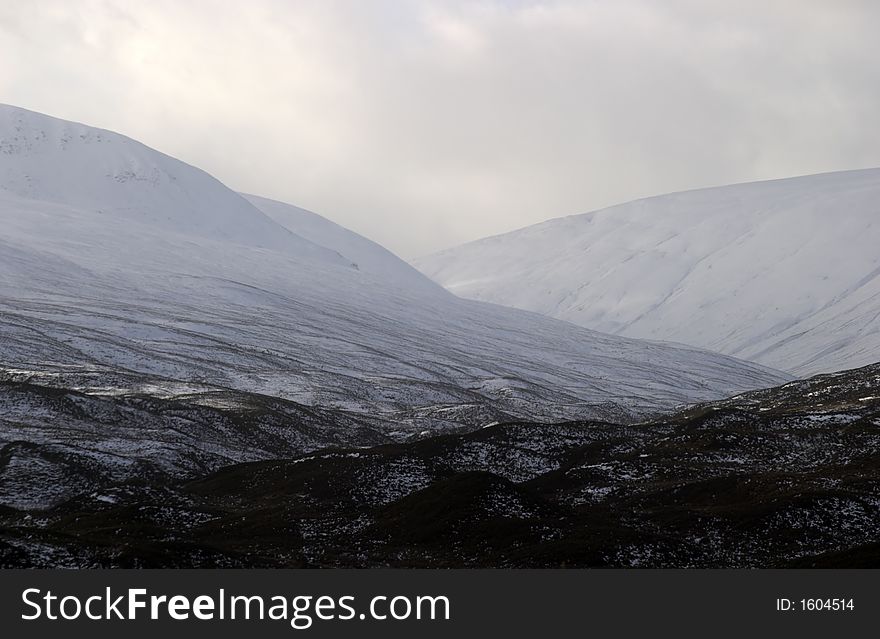 Fresh snowfall in the Scottish Highlands. Fresh snowfall in the Scottish Highlands