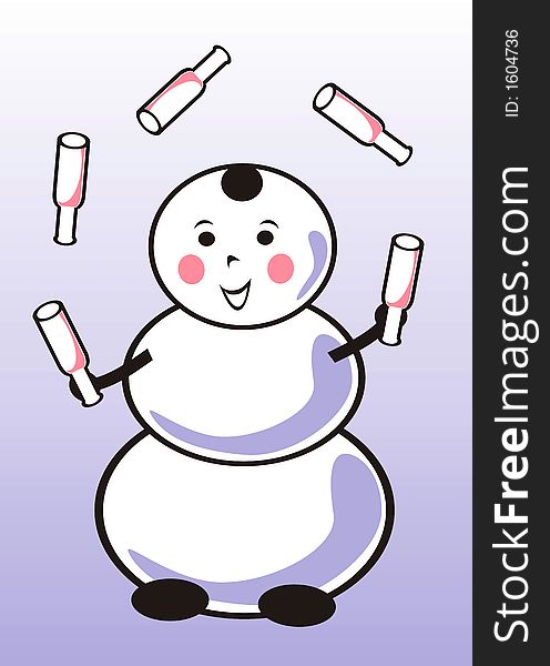 Fun snowman with five bottles