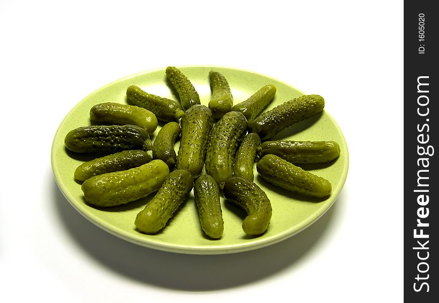 Small cucumbers on a plate