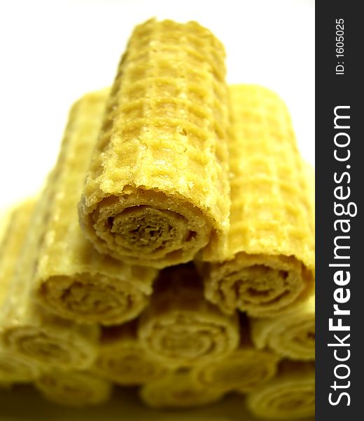 Golden wafers on a plate