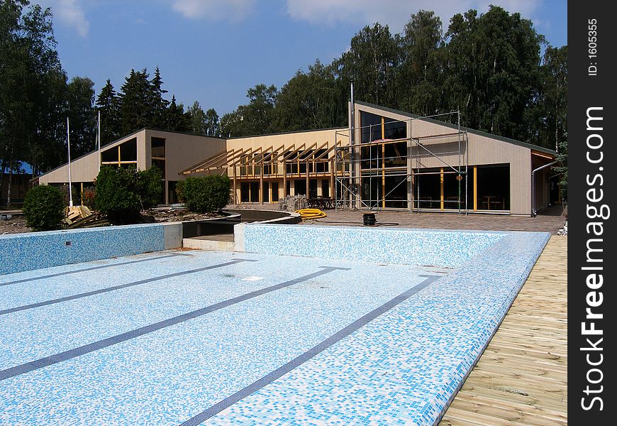 Building a brand new swimming pool with facilities. Building a brand new swimming pool with facilities