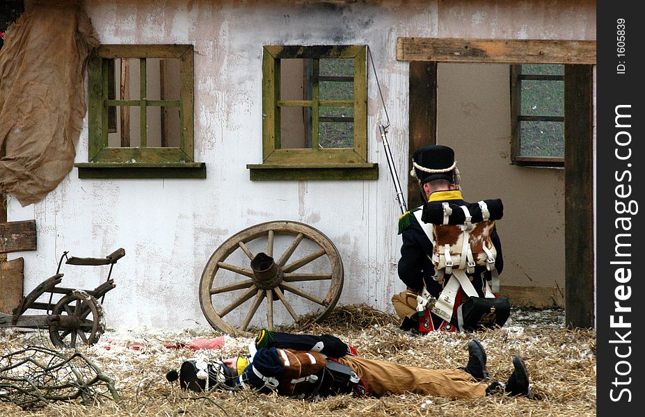 Soldiers in reconstruction of Battle at Austerliz in Czech Republic. Soldiers in reconstruction of Battle at Austerliz in Czech Republic