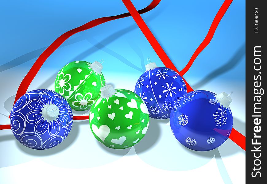 Christmas ornament balls 3D render