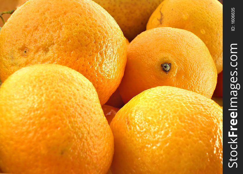 Ripe orange mandarines close-up