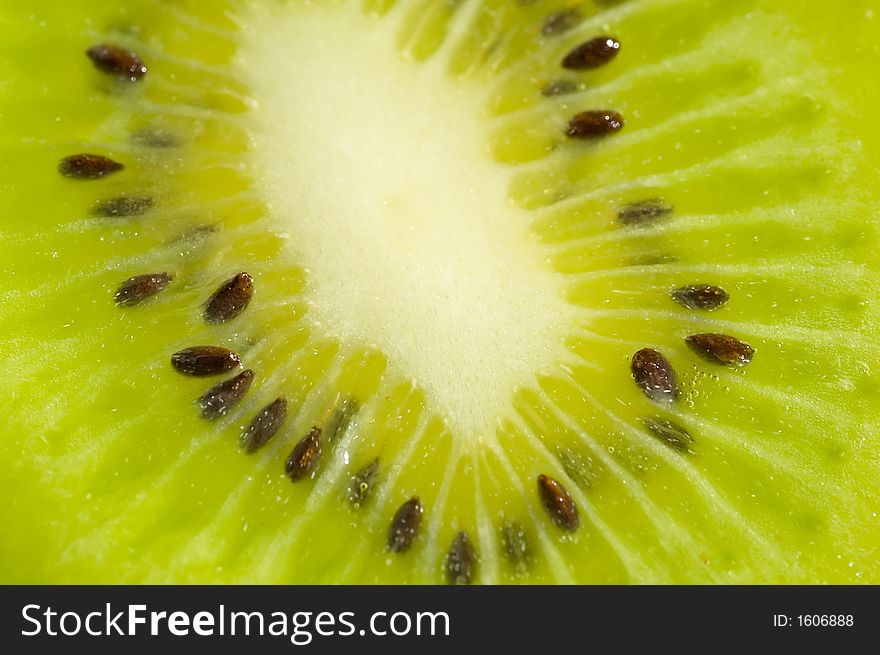 Deep green kiwi macro details. Deep green kiwi macro details