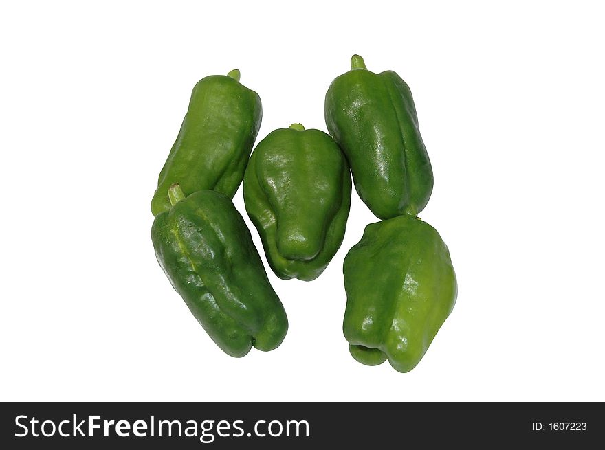 Small japanese sweet pepper on white background with clipping path