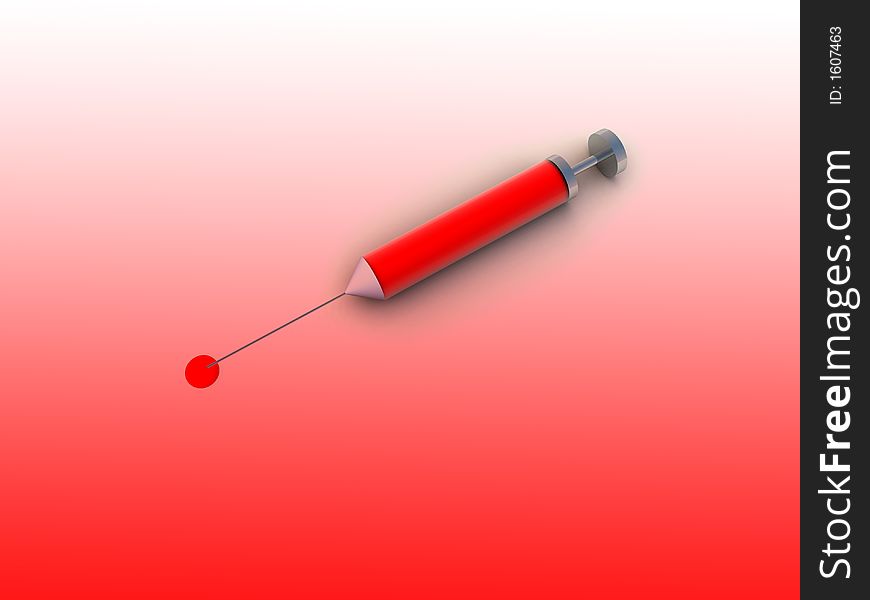 A syringe which is full of red blood. A syringe which is full of red blood.