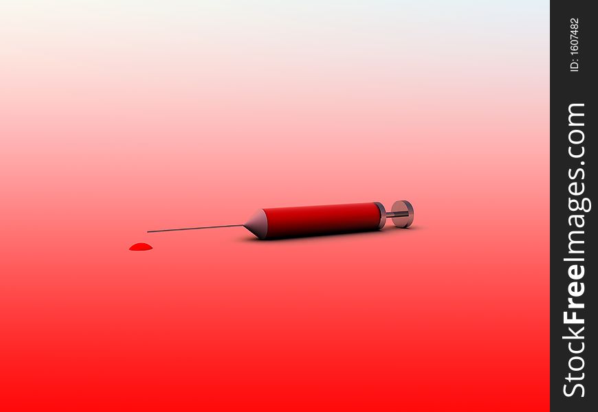 A syringe which is full of red blood. A syringe which is full of red blood.