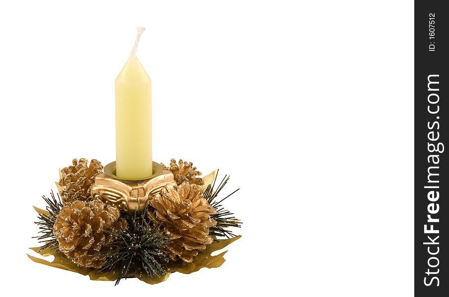 Christmas candlestick isolated on white