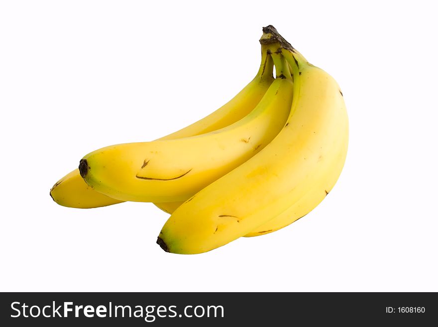 A bunch of yellow bananas isolated. A bunch of yellow bananas isolated