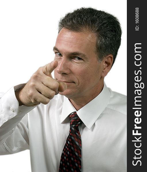 Man in a white shirt and tie using expressive body language to make a point. Man in a white shirt and tie using expressive body language to make a point.