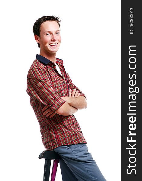 Young and attractive boy on white background