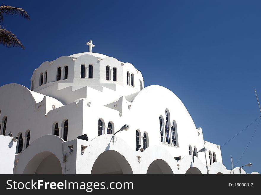 View of a church in Oia, Santorini. View of a church in Oia, Santorini