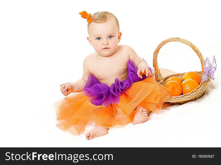 Baby girl with basket