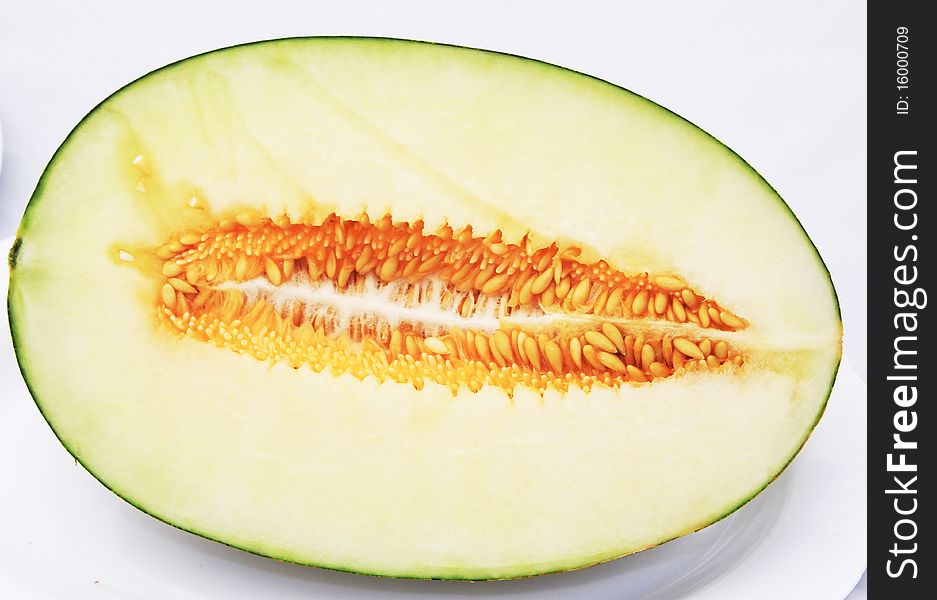 Sweetened yellow melon prepared for eating. Sweetened yellow melon prepared for eating