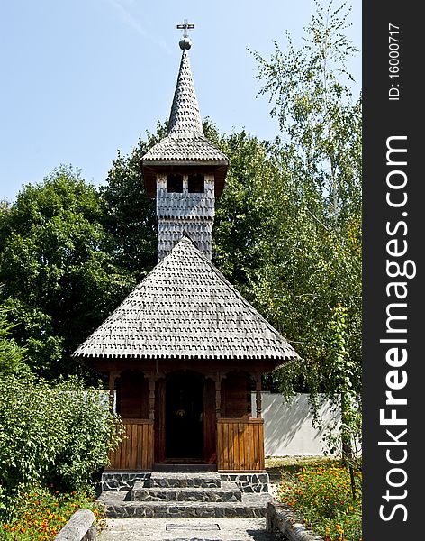 A small church made of wood