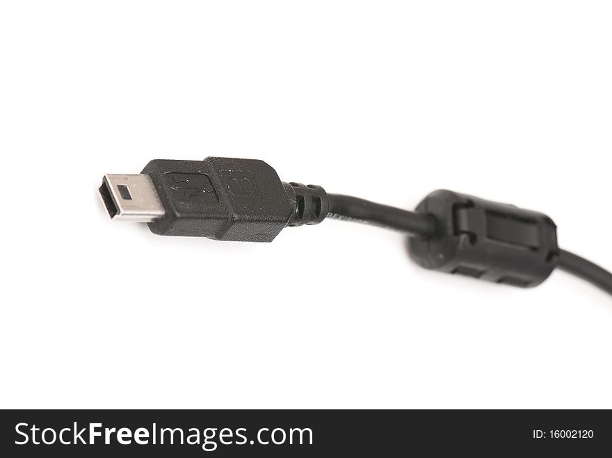 Tech cable with plug isolated on a white background. photography studio. Tech cable with plug isolated on a white background. photography studio