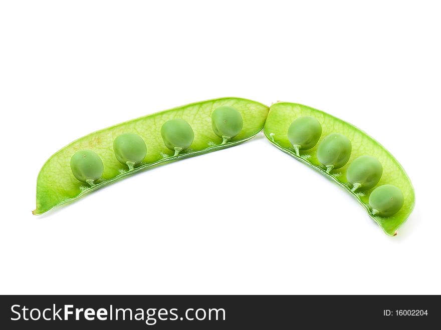 Fresh green peas isolated on a white background. studio photo