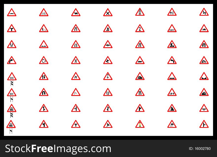 56 Traffic signal collage with white background. 56 Traffic signal collage with white background