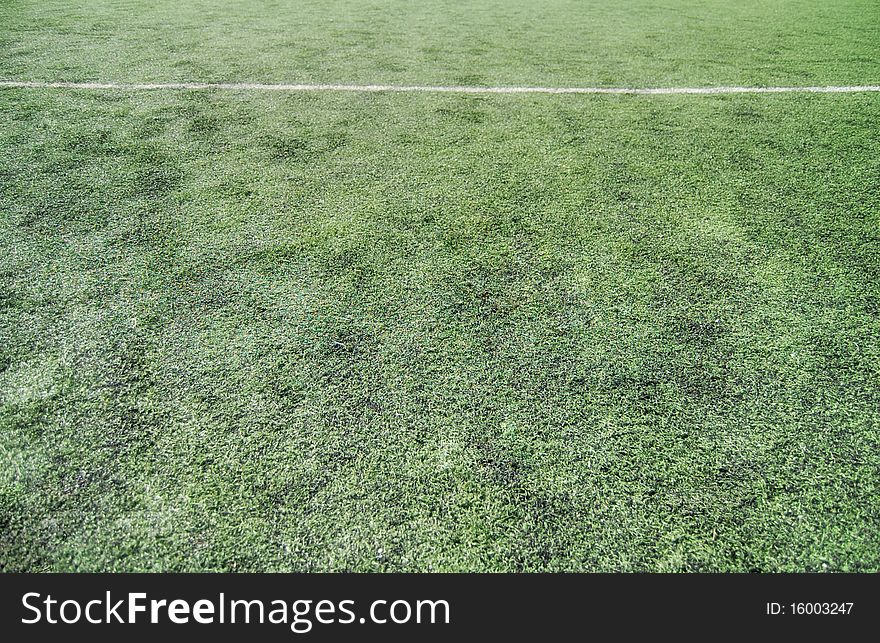 Artificial turf for soccer or football.