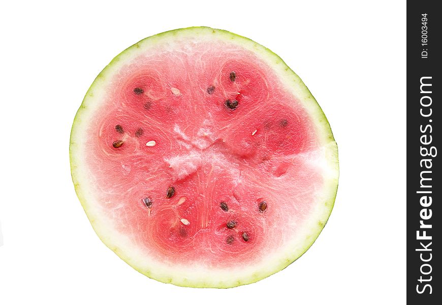 Half of the ripe watermelon on white background is insulated