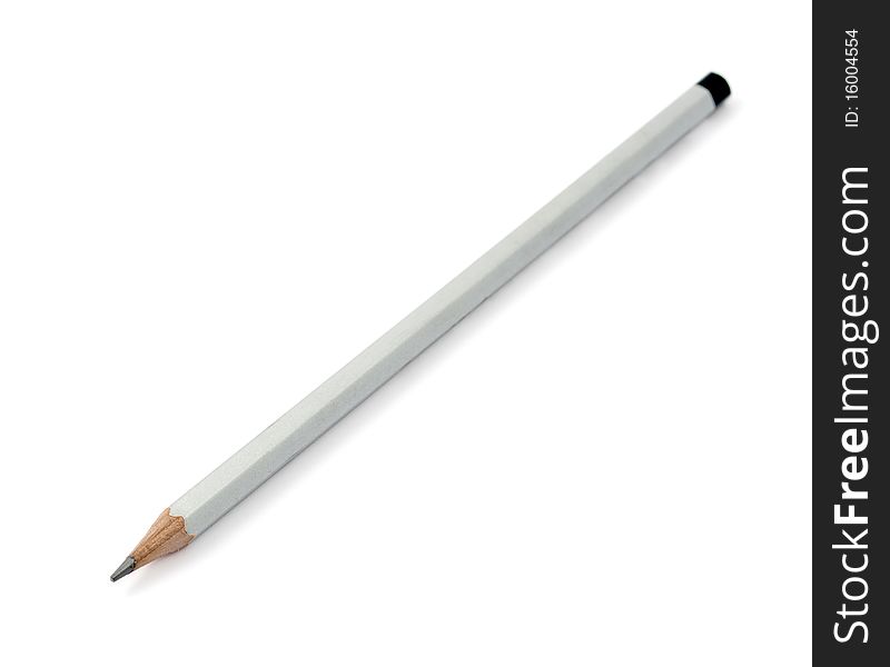 Gray pencil on white background