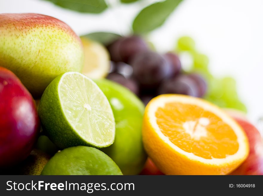 Fresh ripe fruits isolated on white background