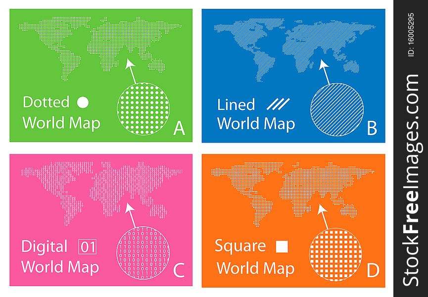 Map of squares, circles, digital and lines