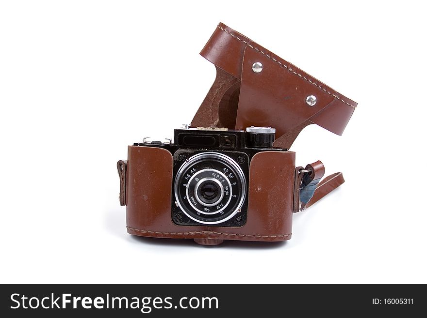 Old camera isolated on a white background