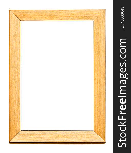 Yellow wood frame isolated on white. Yellow wood frame isolated on white
