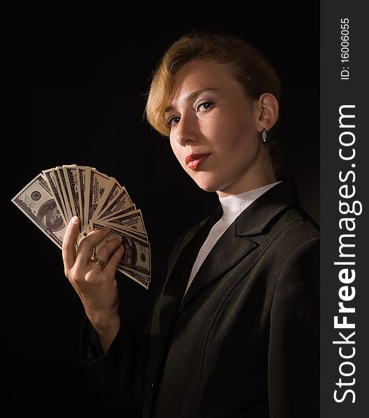 Business woman with money